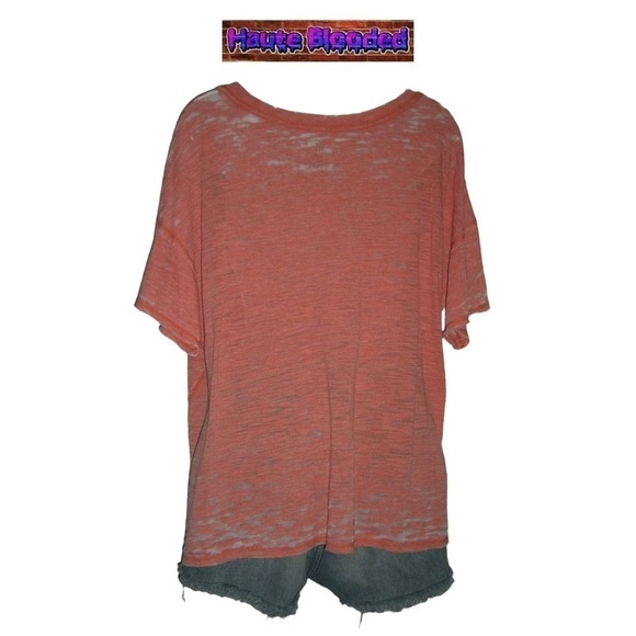 We The Free Orange Burn Out Distressed Tee Shirt Free People Urban Outfitters - Picture 4 of 10